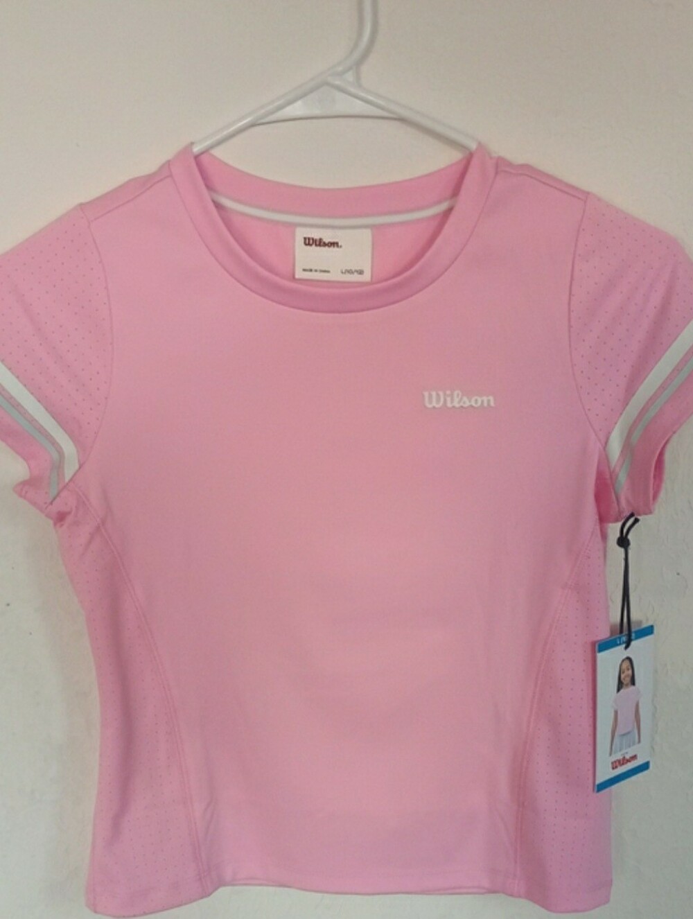 New Girls 4/5 Wilson Light Pink Performance Tee with White Accents